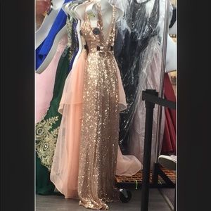 Gold sequin prom dress